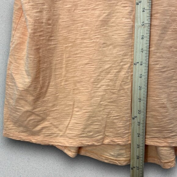 Chicos Slub V-Neck Tee Womens Large Peach Orange Pleated Back Cotton Modal Blend - Picture 9 of 10